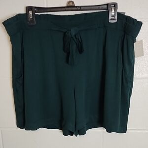 Flowy Ruffled Elastic Waist Shorts Pockets Tie Detail